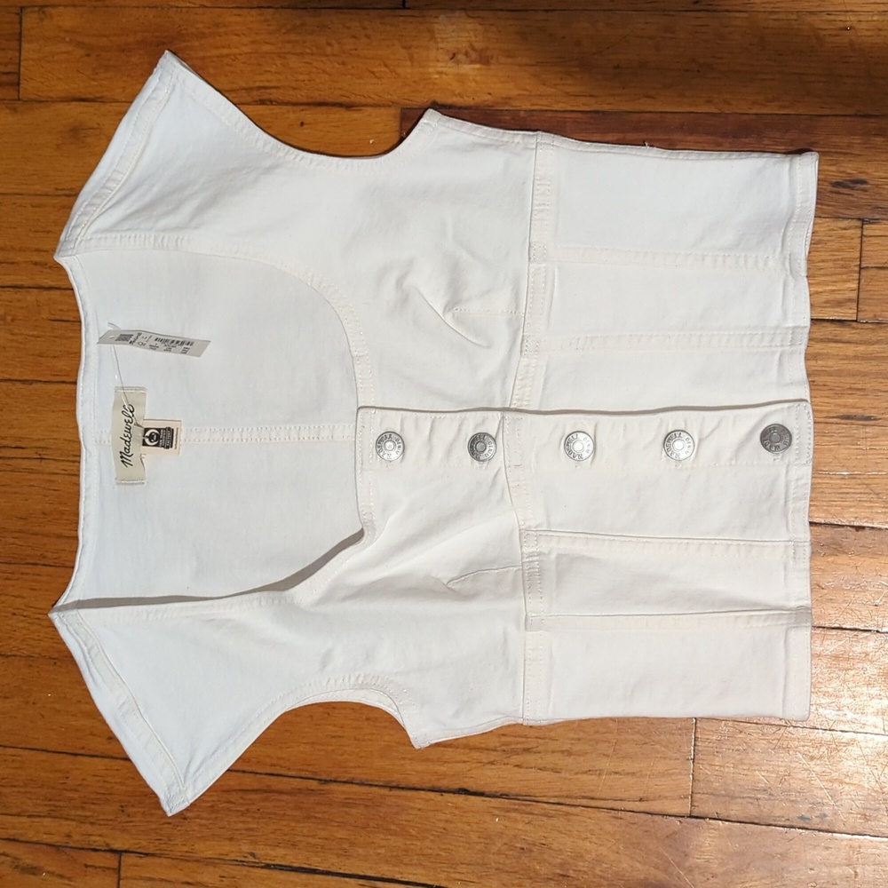 Madewell white denim crop top